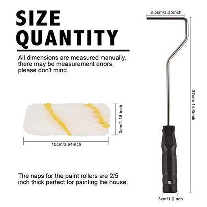 PILOT FISH 11Pcs Paint Roller Kit, Small Paint Roller with 10Pcs 4 inch Covers, Mini Paint Roller with Long Roller Frame, Paint Rollers for Painting Walls, Wall Painting Tools - size: 11pcs 4inch