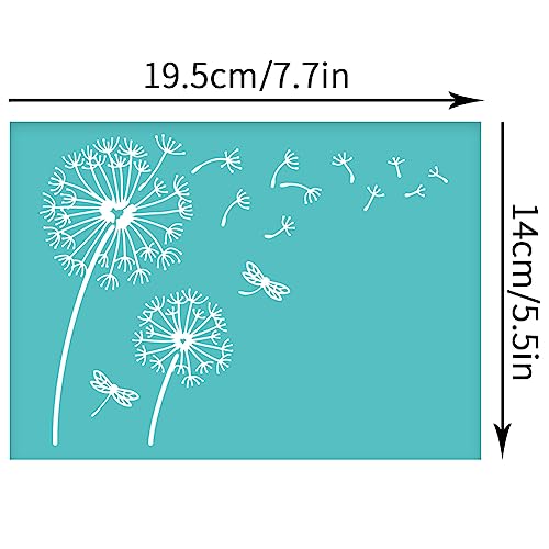 OLYCRAFT 2Pcs Self-Adhesive Silk Screen Printing Stencils Dandelion Mesh Transfers Stencil Dragonfly Pattern Silk Screen Stencil for Painting on Wood DIY T-Shirt Fabric 7.7x5.5 inch - color: Dandelion