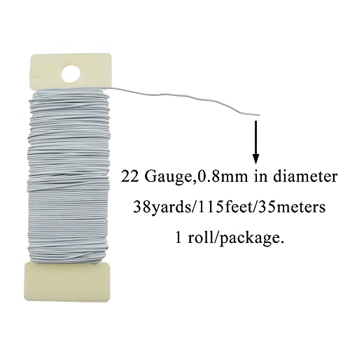 HAHIYO 22Gauge White 1Roll Total 38Yards(115Feet) Metal Floral Wire Flexible Paddle Wire Florist Wire Garden Wire for Crafts Christmas Wreaths Tree Flower Arrangement Bouquet Wrapping Wedding DIY - color: White, size: 22Gauge-1P/38Yards