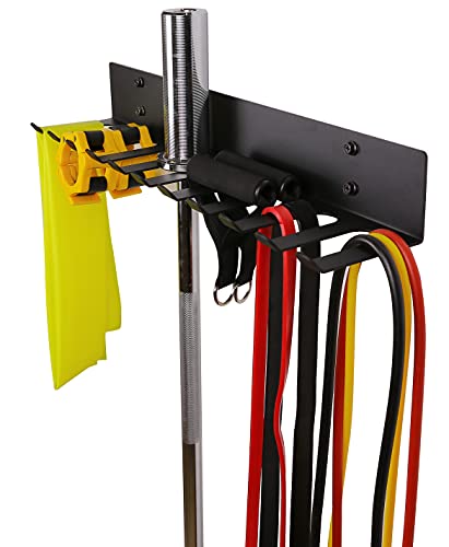 Multi-Purpose Storage Rack Resistance Bands Hook Gym Storage Rack Fitness Bands Rack Heavy Duty Rack 11 Hooks for Resistance Bands, Straps, Jump Ropes, Foam Rollers, Weight Belts, Tools (L-23") - style: L-23"
