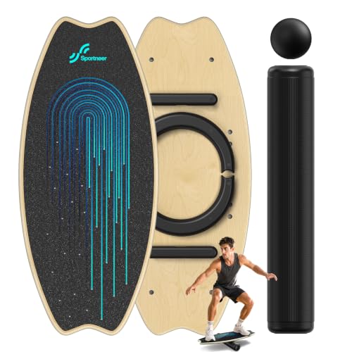 Sportneer Balance Board - 7 Mode Wobble Board with Roller & Ball | 7 Modes Balance Trainer, Adjustable Stoppers for Balance Training, Core Workouts, Stability, Surf Training & Physical Therapy - color: Blue