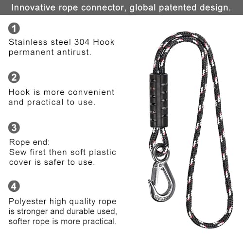 BeneLabel 1Pcs Tree Swing Rope 19" Hammock Tree Swing Hanging Strap Black - color: Black, size: 19"