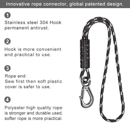 BeneLabel 1Pcs Tree Swing Rope 19" Hammock Tree Swing Hanging Strap Black - color: Black, size: 19"