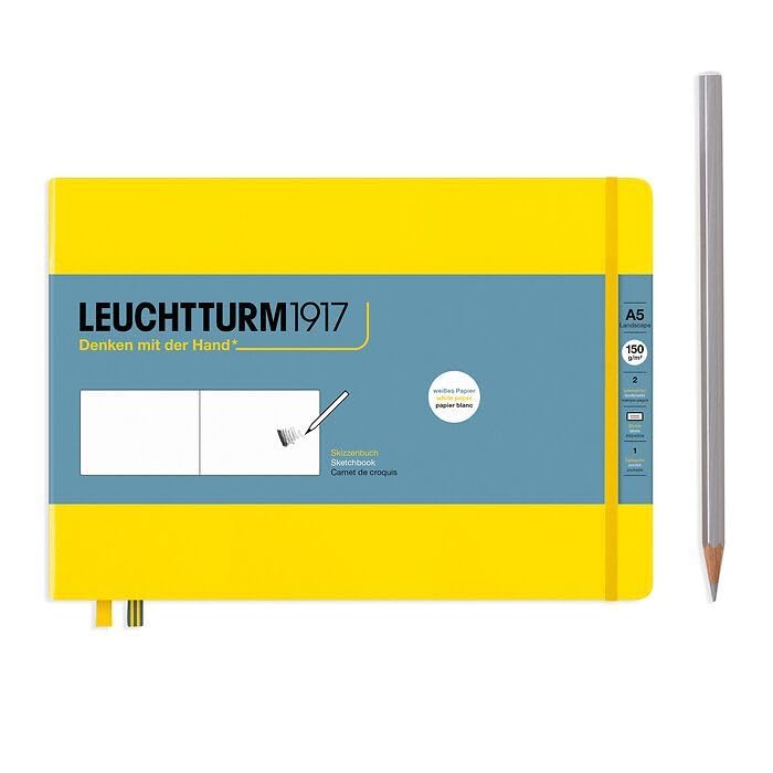 Leuchtturm1917 - Medium Landscape Hardcover Sketchbook (Lemon) - 112 Pages of 150g/m² Paper - color: Lemon, size: Medium Landscape (A5)