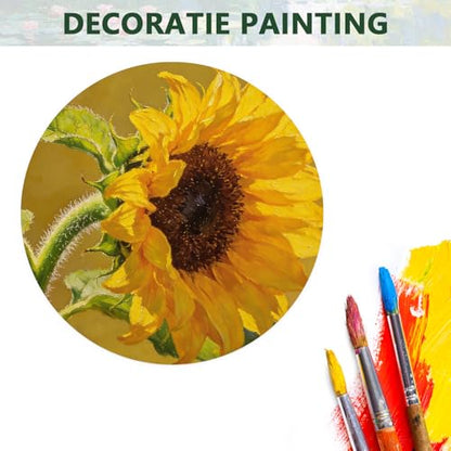 12 Inch Diameter Round Primed Gesso Professional Quality Acid-Free Stretched Canvas Acrylic, Gouache, Crafts(Pack of 6)