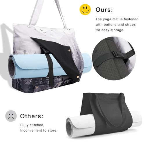 Yoga Mat Bag Yoga Bags and Carriers Fits All Your Stuff Yoga Tote Bag with Zipper Pocket Yoga Mat Carrier Pilates Bag Take in Out Mat Easily - color: Cloud Forest