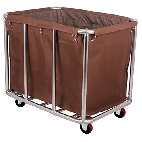 Laundry Cart with Wheels Commercial,400L Large Rolling Laundry Hamper - color: Brown - 11.35 Bushels - 8 Tubes