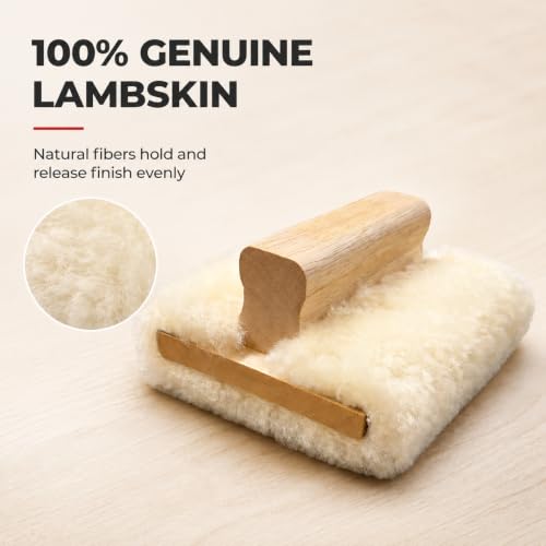 5'' Genuine Lambskin Hand Stainer Block & Pad – Premium Staining Applicator for Wood, Polyurethane, & Faux Finishes – Professional-Grade, Smooth & Even Coverage (1)