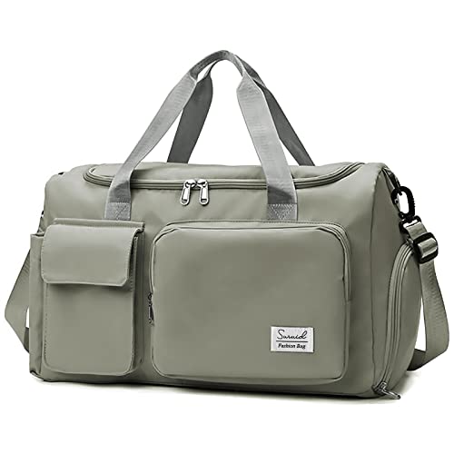 Suruid Gym Bag with Shoe Compartment, Sports Duffle Bag for Women, DGray - color: Dark Gray