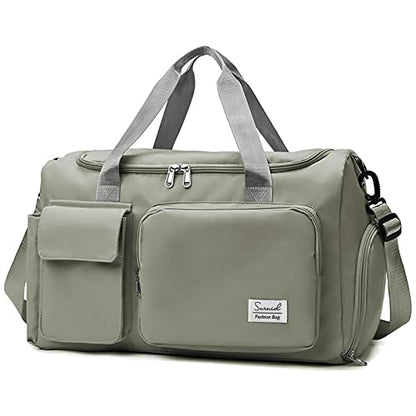 Suruid Gym Bag with Shoe Compartment, Sports Duffle Bag for Women, DGray - color: Dark Gray