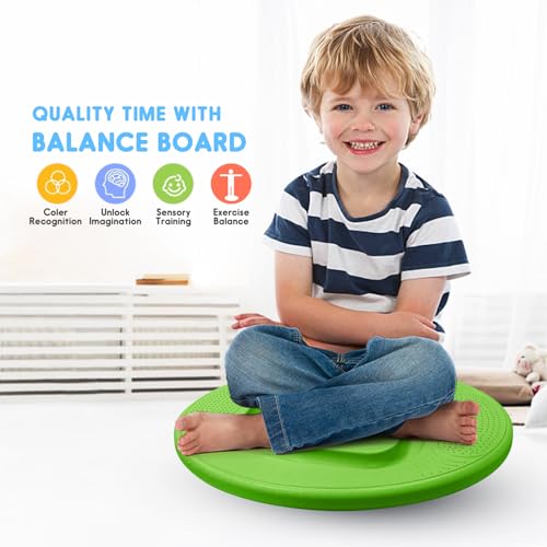 Kids Maze Balance Board - Wobble Trainer for Ski Surf Snowboard, Non-Slip Sensory Rocker Ages 3-12, Core Therapy & Skate Prep - color: green