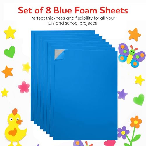 Self-Adhesive EVA Foam Sheets for Crafts – 2mm Thickness 8 Blue Sheets, 6 x 9 Inch, Peel & Stick Foam Paper for DIY, Scrapbooking & Kids’ Art. - color: Blue - 8 Pack