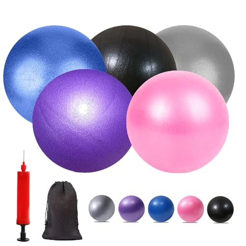 Mini Yoga Balls 6 Inch Exercise Pilates Therapy Balance Micropore Ball Barre Equipment for Home Stability Training Physical Core Training with Pump - color: Blue/Pink/Grey/purple/Black, size: 6 Inch