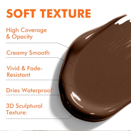 GOTEIDAL Acrylic Paint Burnt Umber Tubes (250ml / 8.45oz) Brown Paint | Art Craft Paints, Rich Pigments Non Toxic for Canvas Painting, Rock, Stone, Wood, Art Supplies - color: Umber