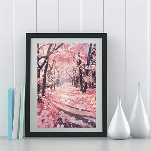 Cherry Blossom Tree Diamond Art Kits for Adults Beginners,5D Diamond Painting Flowers,DIY Paint By Diamonds Dots with Gem Art for Adults,Home Wall Decor 12 X 16Inch - color: GM8839