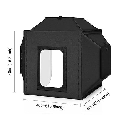 Glendan Portable Light Box Photography 16"x16" | Professional Dimmable Photo Box, High CRI 480 LED Lights, Soft Box, 4 Photo Backdrops for Jewelry and Product Photography - size: 16*16 inch