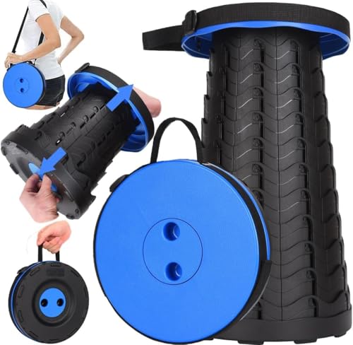 Fishboy Collapsible Stool for Adults, Portable Folding Camping Seat, 400lbs - color: Blue