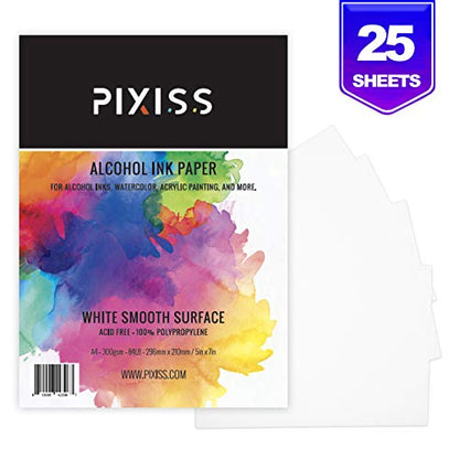 Alcohol Ink Paper Blending Solution and Alcohol Blending Brushes, Alcohol Ink Supplies Include 25 Sheets Medium 5x7-Inch, 4-Ounce Blending Solution and 10 Brushes