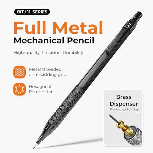 STAGEEK 35PCS Black Art Mechanical Pencil Set in Case，0.5 0.7 0.9 2.0 Graphite Metal Drawing Drafting Pencils, Sharpener Erasers 384PCS Lead Refills (6B 4B 2B HB 2H 4H Colors) for Writing Sketching - color: Black