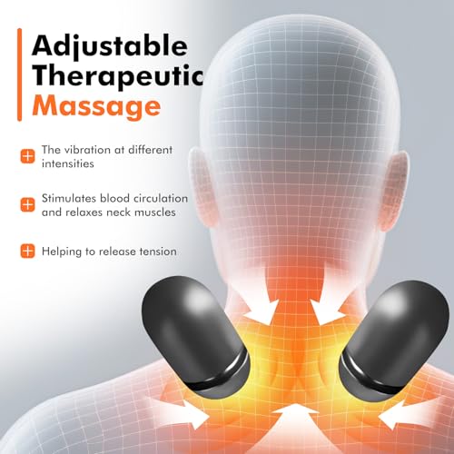 3-in-1 Rechargeable Wireless Heating Neck Massage Pillow—Relieves Neck Pain; Combines Heat Therapy, Massage, and Stretching Functions in One Ergonomic Neck and Shoulder Relaxer (Gray)