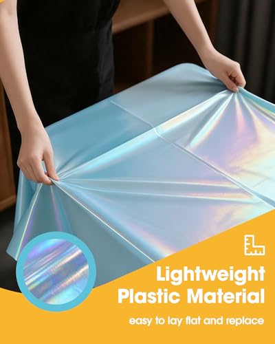 Niuara Iridescent Blue Plastic Table Cloth Disposable, 4 Pack, 54 x 108 in | Rectangle, 6 ft Tables, Birthday Party, Holiday Gathering - color: Iridescent Blue, size: 54" x 108" - 4 Packs