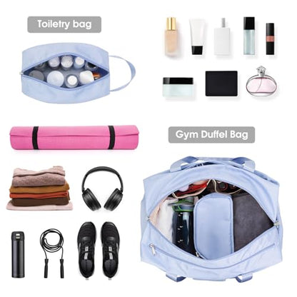Ceneda 20" Gym Bag for Women with Wet Pocket & Shoe Compartment, Lightweight Duffel Waterproof Carry On Duffle for Travel, Yoga, Overnight (Light Blue) - color: Light Blue