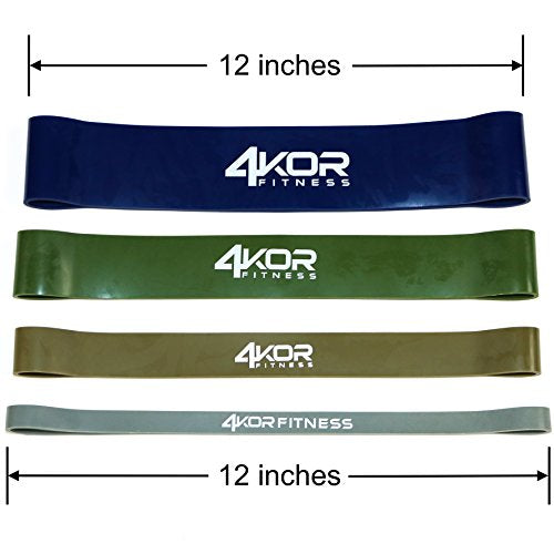 4KOR Fitness Resistance Loop Band Set, Perfect for Crossfit, Yoga, Physical Therapy, and Booty Building - color: 4 Extra Thick Bands