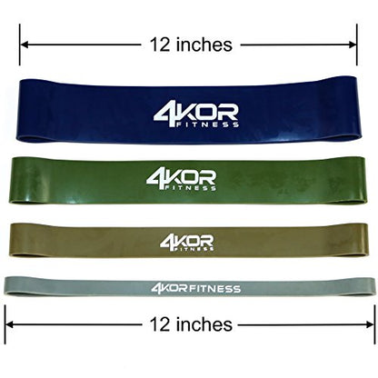4KOR Fitness Resistance Loop Band Set, Perfect for Crossfit, Yoga, Physical Therapy, and Booty Building - color: 4 Extra Thick Bands