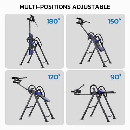 YOLEO Gravity Inversion Table for Back Pain Relief 2026 New Inversion Table | w/Lumbar Support, Easy to Assemble, Back Stretcher Machine 300 lbs - color: Grayish Blue