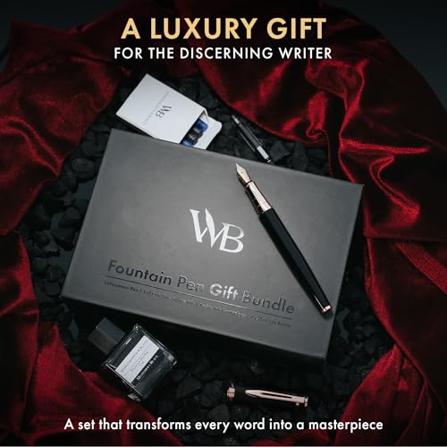 Wordsworth & Black Fountain Pen Gift Set, Medium & Extra Fine Nib, Black Rose - color: Black Rose Gold