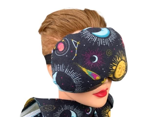 Eye Mask Lavender Eucalyptus, Sinus, Herbal Pack, Hot Cold Pack, Heat Wrap,Organic, Flax Seed, Microwave Therapy, Sleep Mask, Yoga Meditation Eye Pillow, Celestial Icons