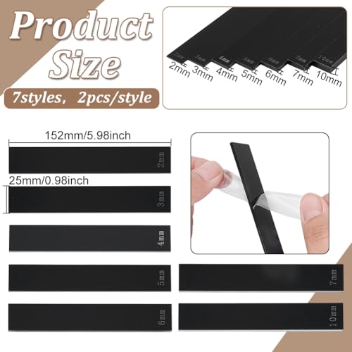 BENECREAT 14Pcs Polymer Clay Depth Guide, 2/3/4/5/6/7/10mm Black Clay Roller Guide, Acrylic Polymer Clay Tool Set, Mudboard Tools for Pottery, 6x1 Inch - color: Black
