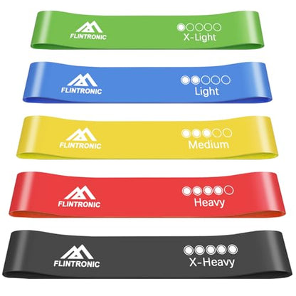 flintronic Resistance Bands Set of 5, Resistance Bands with 5 Different Resistance Levels, Skin-Friendly Fitness Exercise Loop Bands for Yoga, Pilates, Muscle Building, Gym