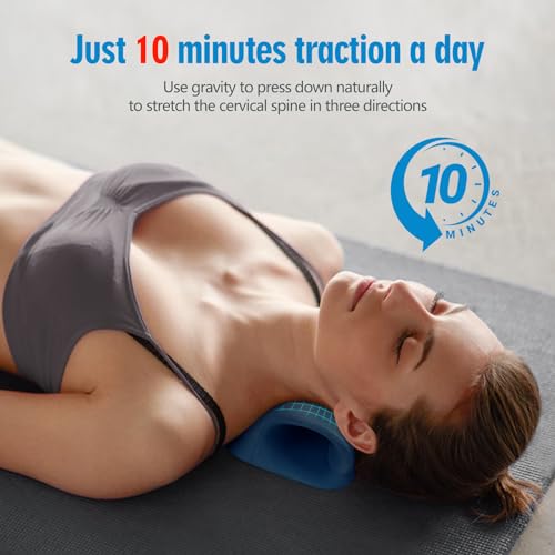 ComfortLife Neck Stretcher for Pain Relief, Neck and Shoulder Relaxer Cervical Traction Device Pillow for TMJ Pain Relief (Dark Blue) - color: Dark Blue