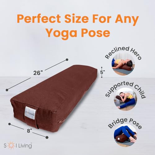 Pranayama Yoga Bolster Meditation Pillow - color: Brown, size: Rectangular 26" x 8" x 5"