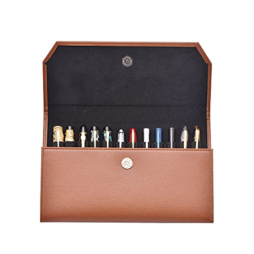 Lanxivi Fountain Pen Case Black Gray Coffee Style PU Leather 48 12 - color: Coffee-12 Slot