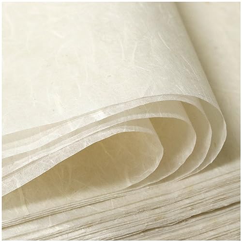 50/100 Sheets FIVEIZERO A4 Mulberry Paper Sheets Natural Fiber Rice Papers,8.3x11.7in Natural Decoupage Tissue Paper for Writing Painting, Decorative &Card Making Papers DIY Craft