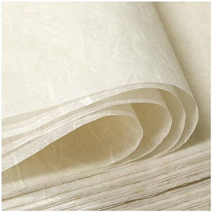 50/100 Sheets FIVEIZERO A4 Mulberry Paper Sheets Natural Fiber Rice Papers,8.3x11.7in Natural Decoupage Tissue Paper for Writing Painting, Decorative &Card Making Papers DIY Craft