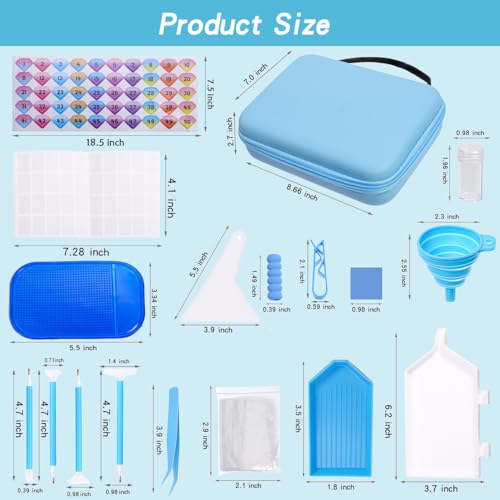 LYMUSUMI Diamond DIY Art Storage 30 Slots Containers | Portable Bead Storage Boxes for Diamond Painting Accessories and Tools for Adults Blue - color: Macaron blue