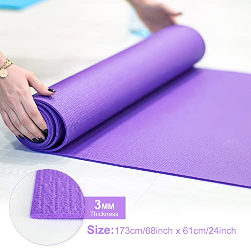 Funtery 3 mm Thin Yoga Mats Bulk, 68 x 24 in - color: Multicolored
