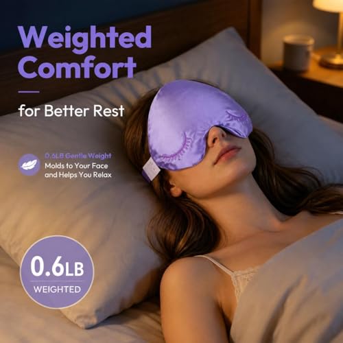 Weighted Eye Mask, Blackout Sleep Mask with Lavender Herbal Filling, Satin Eye Pillow for Migraine Relief, Meditation, Relaxation & Stress Relief for Women