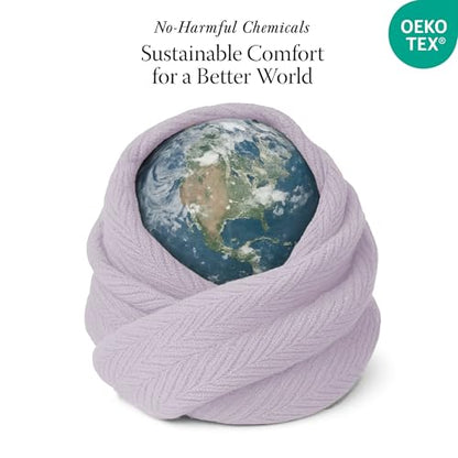 Threadmill Luxury 100% Cotton Twin Herringbone Blanket, Lilac - color: Lilac, size: Twin (68" x 92")