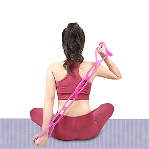 7 Ring Stretch Resistance Exercise Band, Miracle Miles Band, Yoga Stretching, Arm, Shoulders Foot, Leg Fitness Home Gym Physical Therapy Band - color: Pink