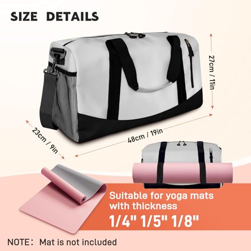 Yoga Mat Bag, Gym Workout Bag with Water Bottle Pocket, Pilates Bag for Women with Wet & Dry Pocket, Yoga Bags and Carriers Fits All Your Stuff, Yoga Tote Bag for Sports Travel Office - color: Grey