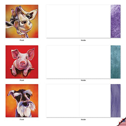 Best Card Co 10 Animal Greeting Cards Blank Inside (4 x 5.12 Inch) Close-Up Wildlife Assorted Boxed Set Animal Magnetism for Animal Lovers AMQ6218OCB-B1x10 - style: Animal Magnetism