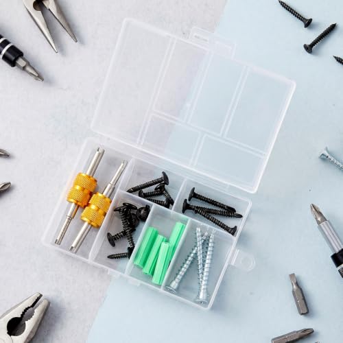 4 Pack Plastic Organizer Box with Dividers, Clear Compartment Organizer Box | Travel Small Bead Organizer for Jewelry Fishing Tackles Earring Rhinestones Beads, Small Storage Containers for DIY Crafts