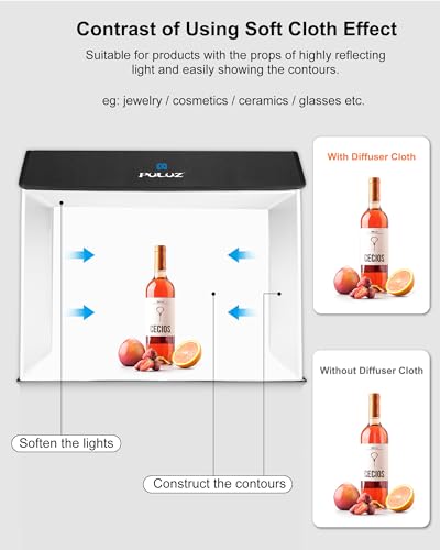 PULUZ 24x16 inch Photo Box, Large Photo Studio Light Box Photography, Professional 3000-6500k Dimmable Shooting Tent Kit with 672 LED Lights & 4 Backdrop for Jewelry and Food Product Photography - size: 24*16 Inch