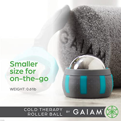 Gaiam Restore Rolling Massager, Cold Therapy (Cold) | Ergonomic Roller Ball | Targeted Muscle, Joint & Trigger-Point Recovery | Compact Size | Pre & Post-Workout Use