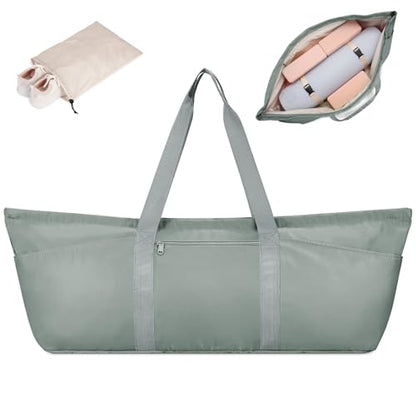 sportsnew Large Yoga Mat Bag Trolley Sleeve Gym Carrier Shoe Bag Wet Pocket | water-resistant fabric, large capacity,wide full-zip opening,separate shoe bag,2 yoga mat holder straps,multi-pocket storage - color: Greenish Grey