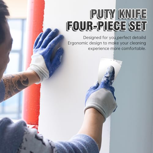 Fishark Putty Knife Set, 2" 3" 4" 6" 8" All-Stainless Steel Scraper, 5Pcs | Spackle Knife, Flexible Blade, Easy Clean, for Drywall Repair, Removing Wallpaper, Mud, Applying Plaster & DIY projects - color: 2" 3" 4" 6" 8"
